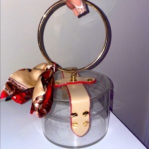 Clear clutch purse with scarf